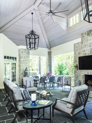 a room with a table and chairs