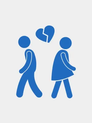 icon of man and woman walking the other way from each other
