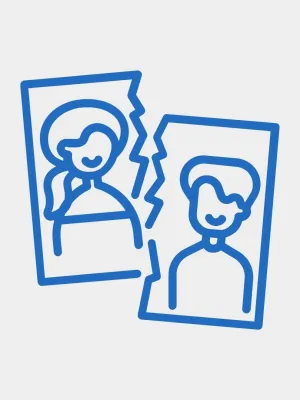 icon of man and woman on page separating