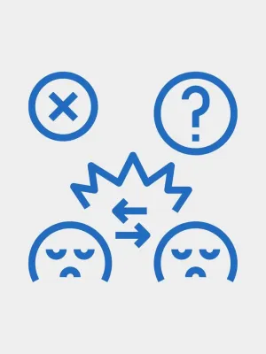 Icon of two faces in conflict with each other