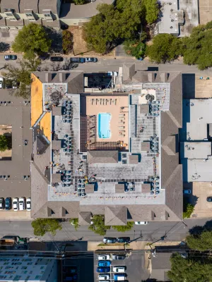 a high angle view of buildings