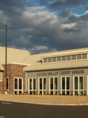 a building with a sign on it