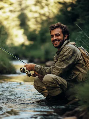 a man fishing in a river