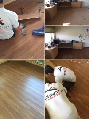 a collage of a person sitting on the floor