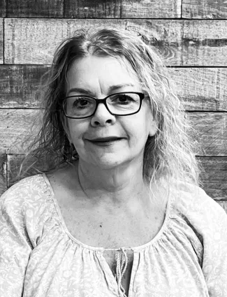 a woman wearing glasses