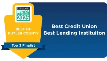 Best of Butler County 2025 top 3 finalist for Best Credit Union and Best Lending Institution award badge