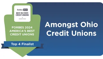 Forbes 2024 America's Best Credit Unions top 4 finalist among Ohio credit unions award badge