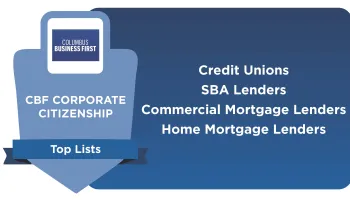 Columbus Business First CBF Corporate Citizenship Top Lists featuring credit unions and mortgage lenders