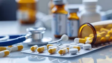 a close-up of pills on a table