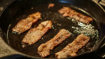 food cooking in a pan