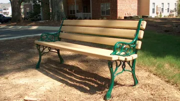 a couple of benches sit unoccupied