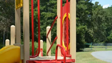 a red and yellow roller coaster