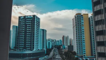 a view of a city from a window