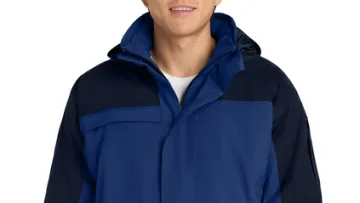 a man wearing a blue jacket