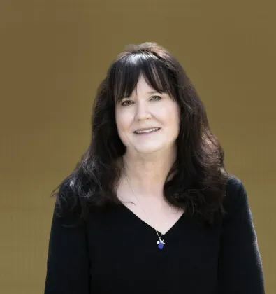 a woman with long hair