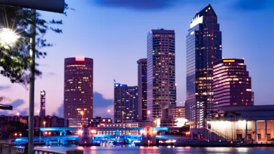 a city skyline at night