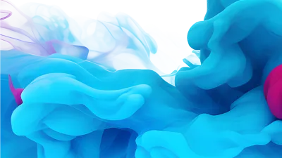 Abstract swirling blue and purple smoke-like shapes with smooth flowing textures on transparent background