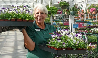 a person standing in front of a flower