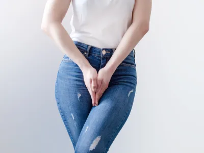 a woman wearing jeans