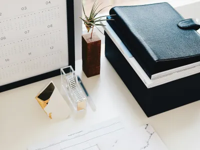 a tablet and a notebook