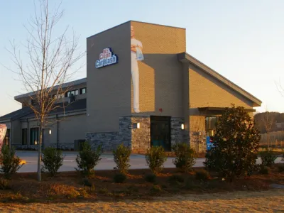 a building with a sign on it