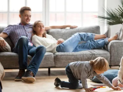 a group of people sitting on the floor