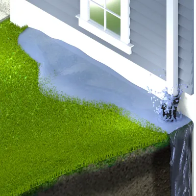 Leaking downspouts and water against your foundation Before