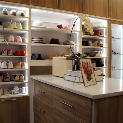 a kitchen with white cabinets