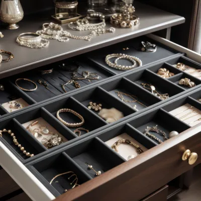 a table with a variety of jewelry