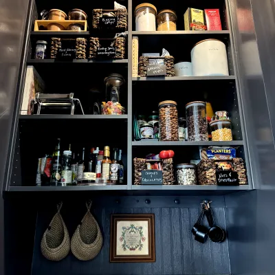 a pantry with various items