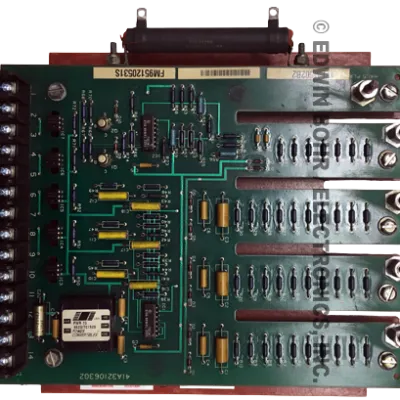 Close-up of an electronic circuit board with resistors, capacitors, connectors, and integrated circuits
