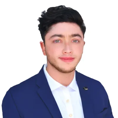 a man in a blue suit