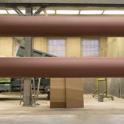 a large pipe in a room