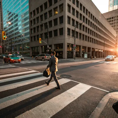 a person crossing a street