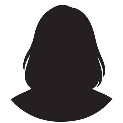 Black silhouette graphic of a woman with shoulder-length hair on a white background.