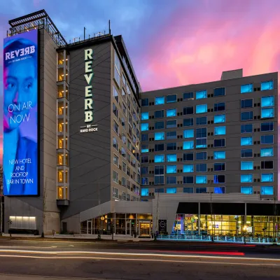 a large building with a sign on it