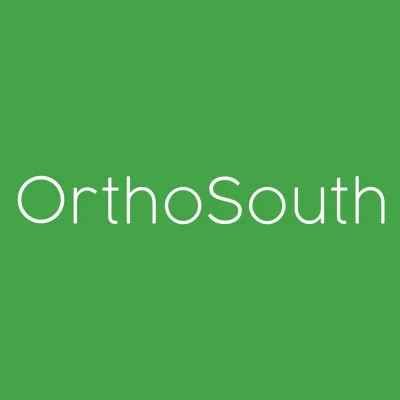 OrthoSouth logo with white text on a solid green background representing the healthcare brand.