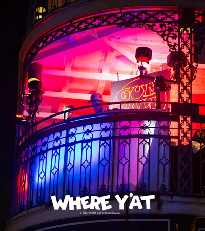 Gumball 3000 party on Bourbon st with Dj's on the balcony of the Royal Sonesta Hotel New Orleans on Saturday, June 6, 2026 with a party at Old Absinth House. 