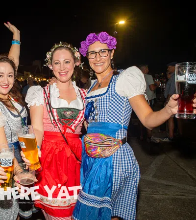 Deutsches Haus presents Steinhoisting, food, music and a lotta beer at Oktoberfest this weekend and next weekend during the festivals of New Orleans. #deutscheshous #oktoberfest2026