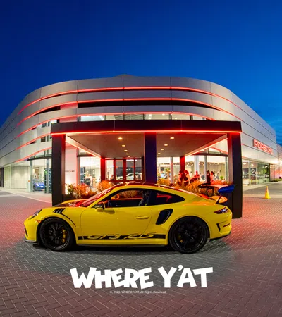 The Grand Opening of Porsche of New Orleans on Wednesday May 27, 2026 at 8900 Veterans Blvd featuring new custom made Porsche with the Pelicans and the New Orleans Saints logos on the vehicle. Join the Benson Auto group.  #porscheofneworleans #porsche #grandopeningofporsche  