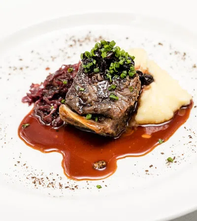 a plate with food on it