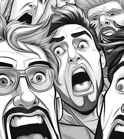 a group of people with their mouths open