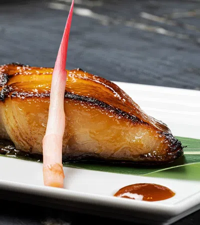 a piece of food with a straw