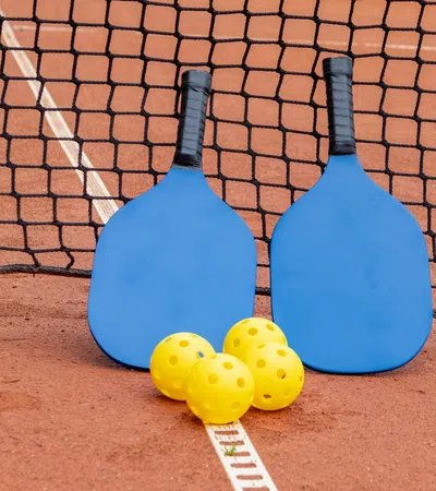 a group of blue and yellow objects