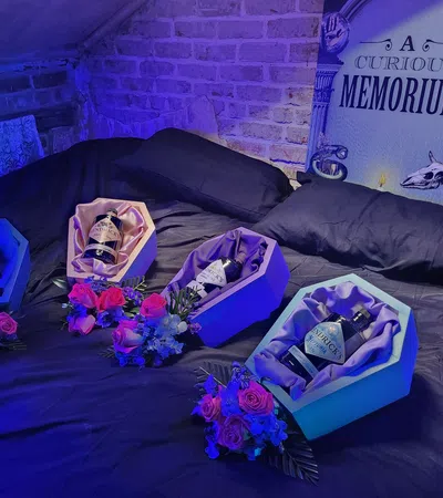 a group of pillows on a bed