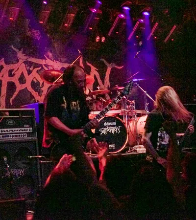 a band playing on a stage