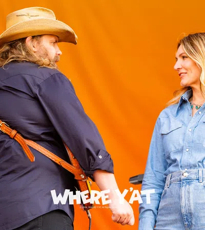 a man and a woman talking