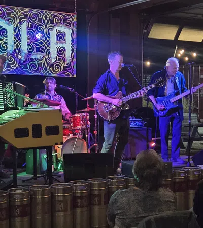 a band playing on a stage