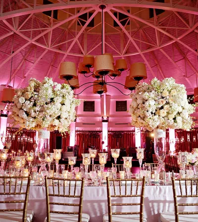 a large room with tables and chairs