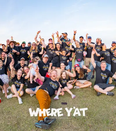 a group of people posing for a photo